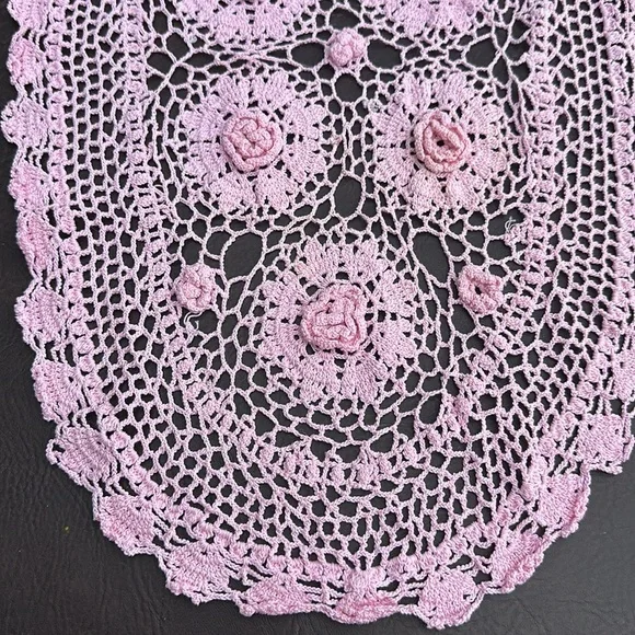 💕💕💕Beautiful pink embroidered doilies set of three Handmade - Picture 7 of 7